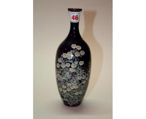 A Japanese cloisonne enamel vase, Meiji period, decorated with flowers, 21.5cm high. Condition Report: A very minor blister s