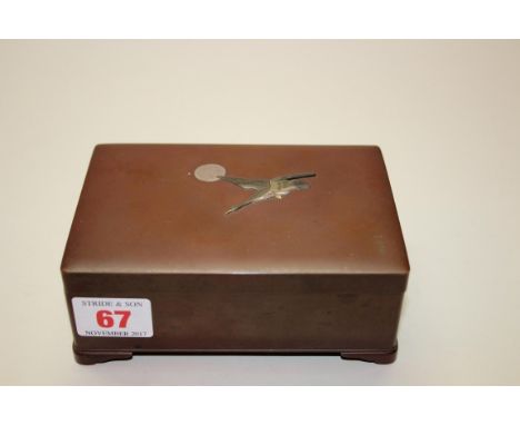 A good Japanese bronze and onlaid rectangular casket, signed, possibly by Koichi for the Koroda workshop, Nogawa mark to base