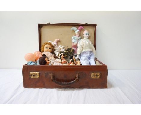 SELECTION OF VINTAGE DOLLSincluding bisque headed jester and clown figures, International costume dolls, and some loose cloth