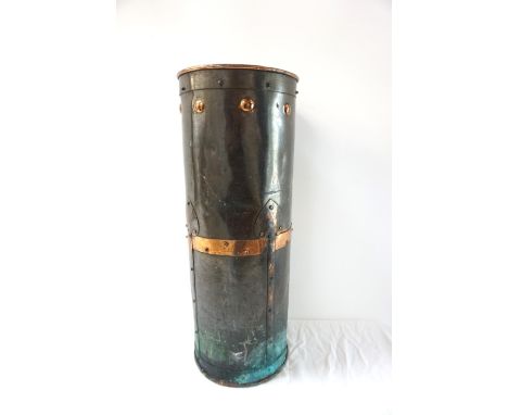 ART NOUVEAU COPPER STICK STANDof cylindrical form with raised stud and spade decoration, 58.5cm high 