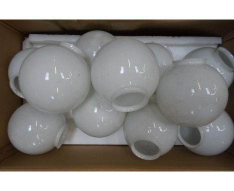 ELEVEN OPAQUE GLASS LIGHT SHADESof circular form, 20cm high (11) 
