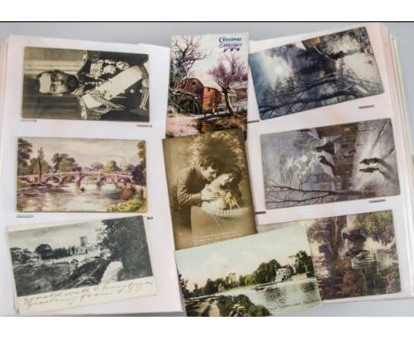 Postcards, a selection of 500 mixed Edwardian cards in five albums inc, RP Green End Whitchurch, Ancient Buildings, Romance, 