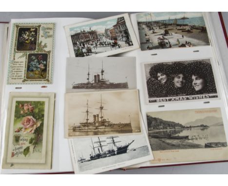 Postcards, a collection of approx 1000 Edwardian cards in eleven modern albums inc, Loco "Charles Dickens",  Ancient Building