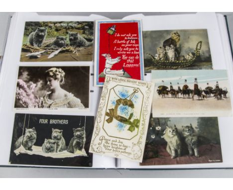 Postcards,  a collection of approx 700 Edwardian cards in four modern albums inc, Embossed, Art, Comic, Seaside, River craft,