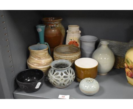 A selection of studio pottery including John Kershaw, Poole Wedgwood etc