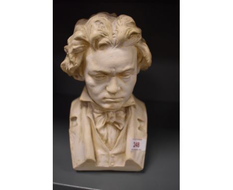 A vintage plaster cast figure head bust of composer Beethoven