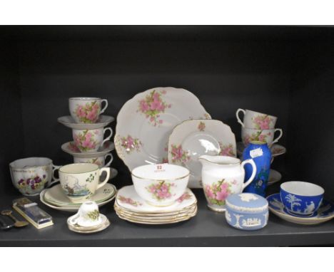 A part tea service by Taylor and Kent and similar ceramics including Wedgwood Jasperware