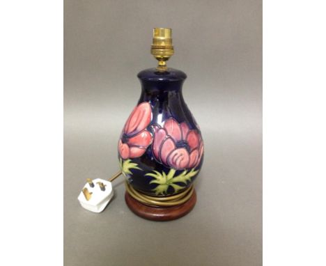 A Moorcroft pottery table lamp, height 27cm.  