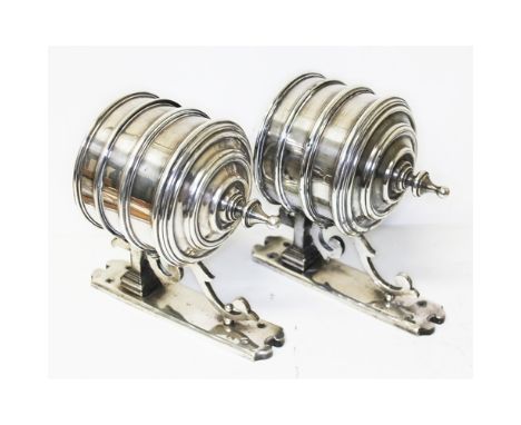 A pair of mid 19th century silver plated Gothic oil lamp sconces, marked verso with (backwards) 'CC18' and 'CC11', depth 22cm