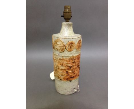 A Bernard Rooke (b1938) studio pottery table lamp, circa 1960s/1970s, height 37cm.  