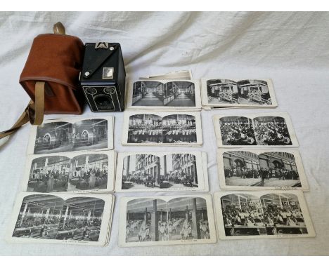 A selection of approx. 45 antique Canadian slides and a vintage Brownie camera.  