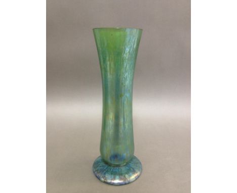 A Loetz iridescent vase of slender form, circa 1900, height 30.5cm.  Condition - good, line to side appears at first to be a 