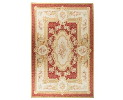  Exceptional, old Aubusson carpet from the 19th century. France. Rectangular, made according to the canons of classical desig