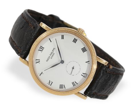 Armbanduhr: Hochfeine Patek Philippe Calatrava Ref.3919 “CLOUS DE PARIS” in Pink-Gold mit Porzellan-Zifferblatt, Originalpapi