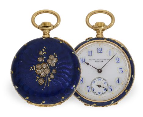 Taschenuhr/Anhängeuhr: exquisite Genfer Emailleuhr mit Diamantbesatz, Golay Fils &amp; Stahl, Geneve No.21570, ca.1900: Ca. Ø