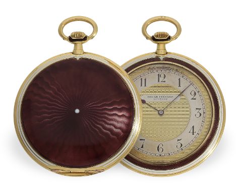 Taschenuhr: exquisite Gold/Emaille-Frackuhr im Stil der Cartier "Montre Couteau", Movado für Oscar Fresard Lucerne, ca.1920: 