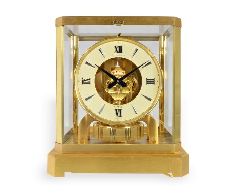 Tischuhr: feine und seltene, unbenutzte vintage Jaeger Le Coultre "Atmos", Full-Set mit Originalkarton und allen Papieren, NE