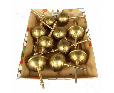Set of ten brass ball and spike longcase clock finials (10)