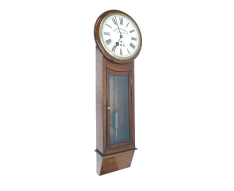N.W.R. single weight 14" trunk dial wall clock signed Gillett & Johnston, Croydon, within a brass bezel and turned surround, 