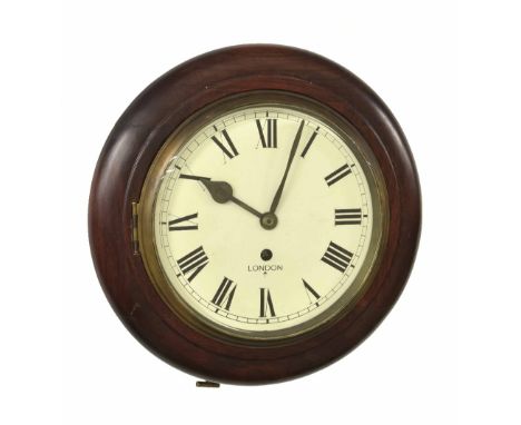 Contemporary single fusee 8" wall dial clock, within a turned surround (pendulum)