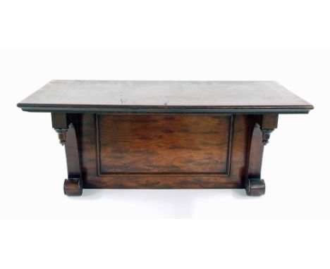 Good plum pudding mahogany large clock wall bracket, with turned finials and scrolling supports enclosing a beaded panelled u