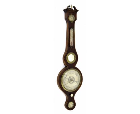 Mahogany five glass boxwood banded banjo barometer in need of restoration