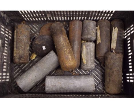 Two pairs of longcase clock weights, six single longcase clock weights and two pendulum bobs (12)