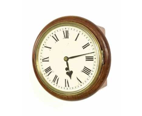Mahogany single fusee 8" wall dial clock, within a turned surround (pendulum and key) (marriage of movement and dial)