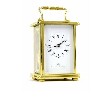 Matthew Norman brass cased carriage clock timepiece, 5.5" high
