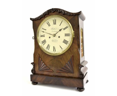 Mahogany double fusee bracket clock, the 8" cream dial signed Potter, Exchange, Bristol, the five pillar movement striking on