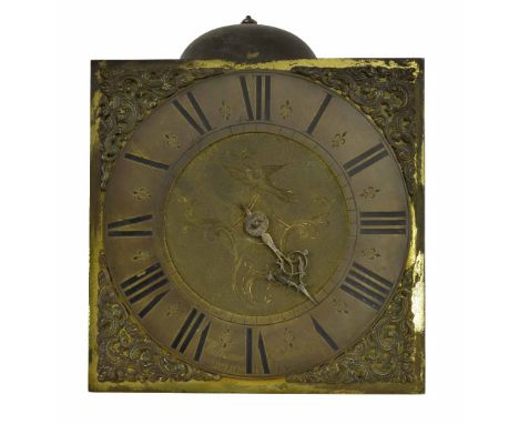 Thirty hour birdcage longcase clock movement, the 10" square brass dial signed William Risbridger, Dorking on the brass chapt