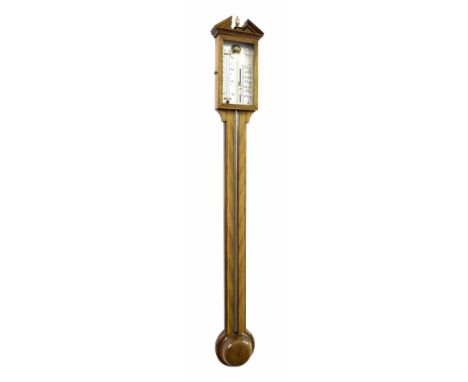 Contemporary mahogany stick barometer, the silvered scale signed Comitti, Holbon, over a flat trunk inlaid with boxwood lines