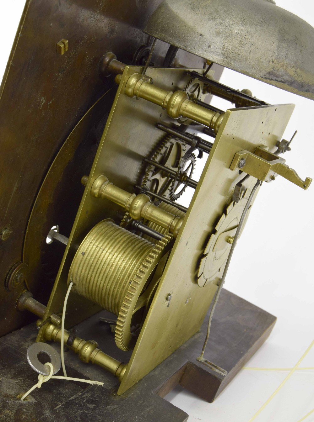 Good month going five pillar longcase clock movement, the 11" square