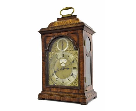 Good English mahogany original verge double fusee bracket clock, the 7" brass arched dial signed Thomas Wright, London on a s