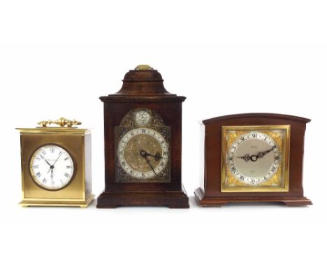 Frodsham contemporary Georgian style small bracket clock, 10" high; also a contemporary walnut cased Elliott of London timepi
