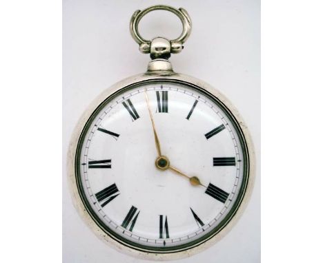 A silver pair case verge pocket watch, signed P. & W. Garrat, Peterborough, 1840. The gilded verge movement  with engraved an