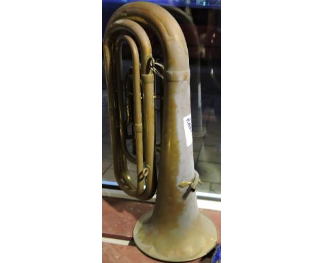 A vintage brass tuba, l:80cm