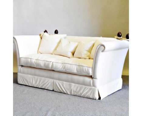 A Laura Ashley cream upholstered knole drop end sofa, with loose cushions170w x 92d x 88h cmOverall condition looks to be com