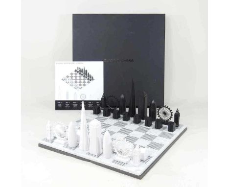 A modern Skyline chess set, London edition, boxed, 39cm wide