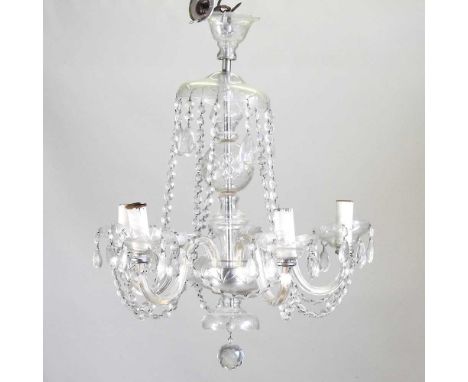 A cut glass chandelier, together with a pair of similar wall lights (3)42w x 65h cm