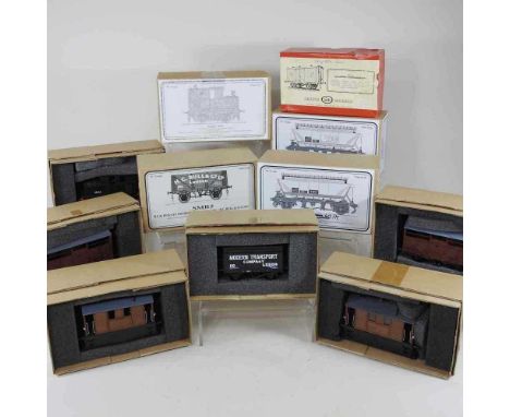 A collection of eleven Skytrex O Gauge model train goods wagons, to include two steam shunters, all boxed (11)