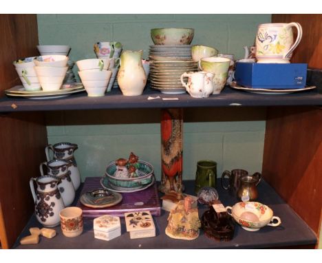 A Royal Paragon tea service for ten people together with a green painted part tea service with sugar bowl and milk jug, a T H