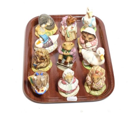 Beswick Beatrix Potter Figures Comprising: 'Appley Dapply', first version, 'Diggory Diggory Delvet', 'Hunca Munca Sweeping', 