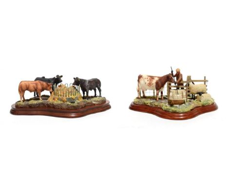 Border Fine Arts 'Breaking the Ice' (Farmer, Cow and Sheep), model No. A2682 by Hans Kendrick and 'Winter Rations', First Ver
