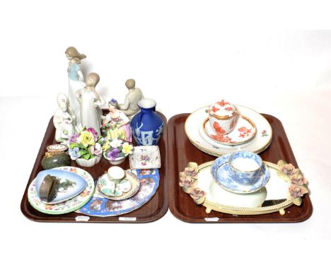 A Herend patterned covered cup and saucer, together with a Lladro and Nao figures, modern ceramics etc 