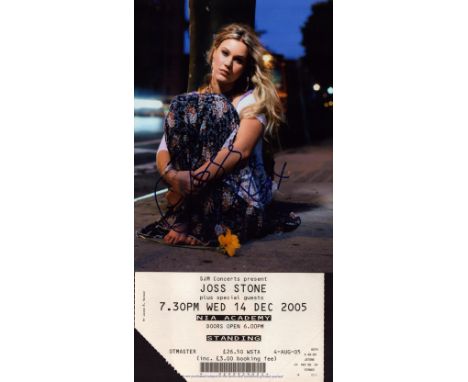 Joss Stone signed 8x6 inch colour photo and 2005 original concert ticket. Good condition. All autographs come with a Certific