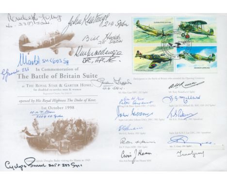 Battle of Britain Signed 20 Battle of Britain Pilots, Crew. 1st Oct 1998 In Commemoration of the Battle of Britain Suite date