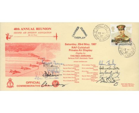 RAF Coltishall Private air display The Red Arrows Signed by 9 Red Arrow Pilots Manager & Engineer 23 My 87 Coltishall RAF CDS