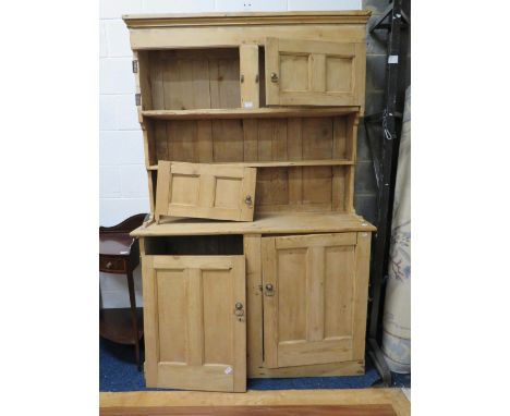Anique Stripped pine dresser in need of light repairs.  H:79 x W:51 x D:19 inches. See photos. 