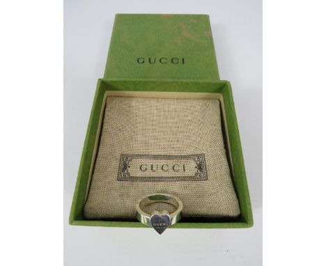925 Silver Gucci heart ring finger size P with box.